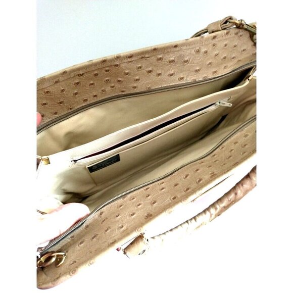 Original By Caprice Faux Ostrich Convertible Shoulder Bag Purse Beige 13 x 12 - Picture 11 of 12